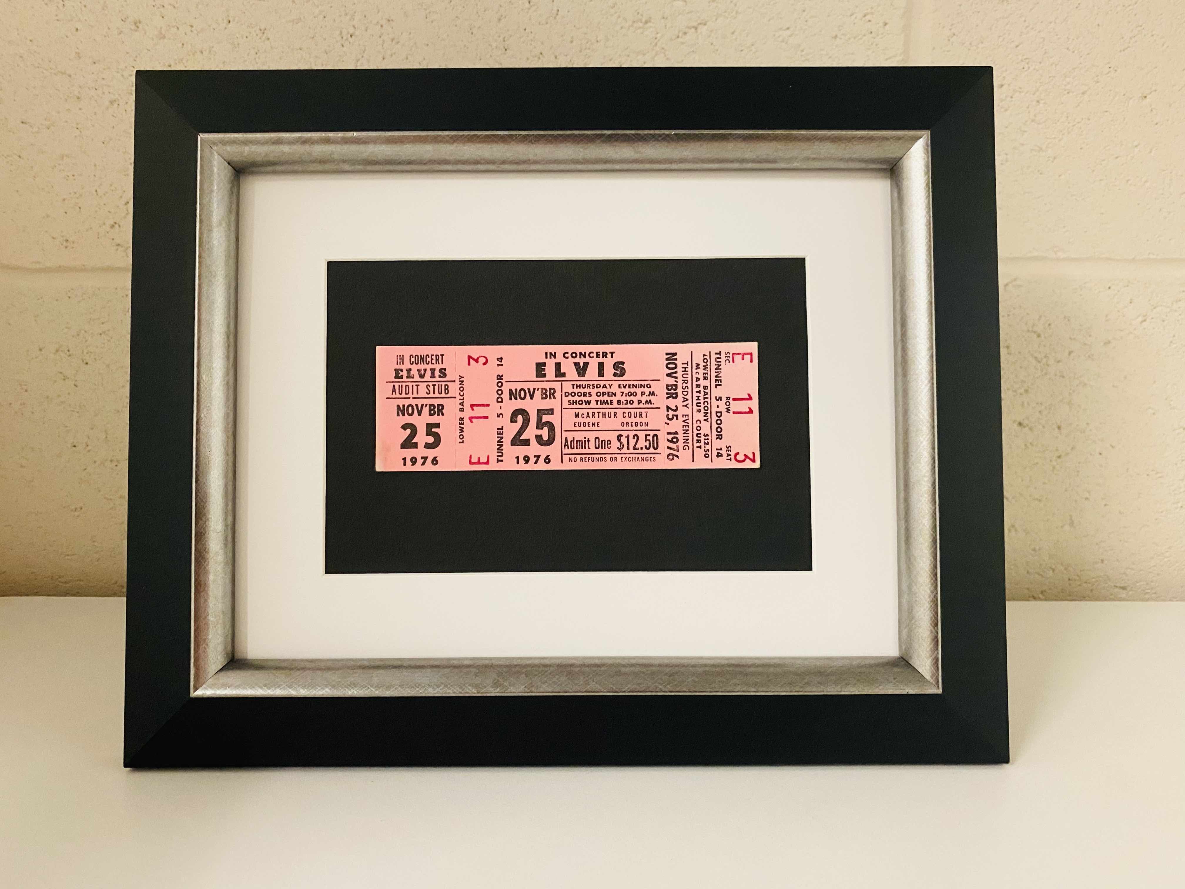 Original Elvis Presley Concert Ticket | Single | Framed