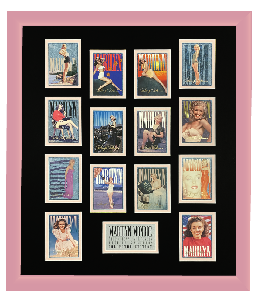 Marilyn Monroe 14 Trading Card Display | Framed in Blush Pink