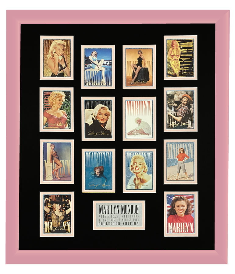 Marilyn Monroe 14 Trading Card Display | Framed in Blush Pink